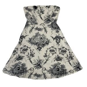 Y2K Bourgeoisie White Preppy goth French Toile Cottage Core Halter Picnic Dress